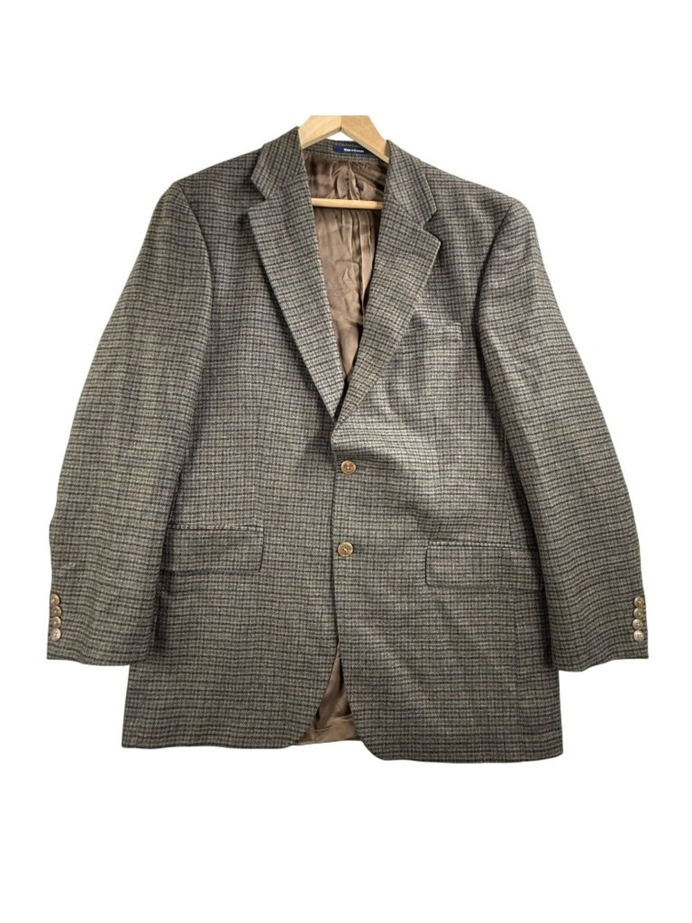 Chaps Ralph Lauren Blazer Mens 40 Brown Check Wool Tweed Sport Coat Houndstooth
